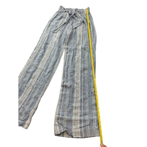 SO brand Blue & White Striped Wide Leg High Rise Linen Pants SIZE S | E1 - Picture 3 of 6